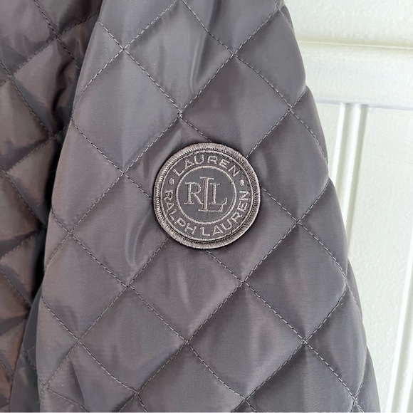 LAUREN by Ralph Lauren Quilted Jacket Women’s XL Gray with Leather Trim Coat - Picture 13 of 16